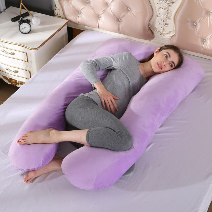 ergonomic U-shaped full-body maternity support pillow with removable washable velour cover and adjustable inner bolster Bowlift