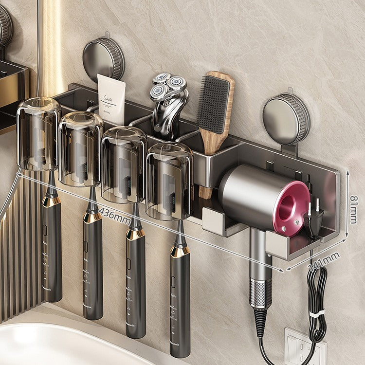 Wall-Mounted Hair Tool Organizer with Storage Compartment Bowlift