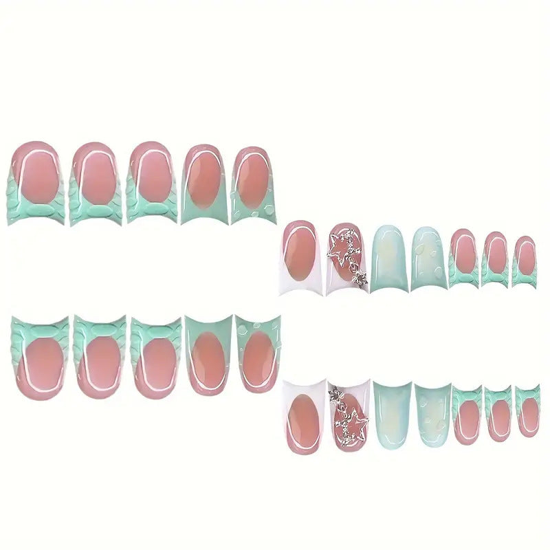 Artistic Press-On Nail Set with Unique Designs Bowlift