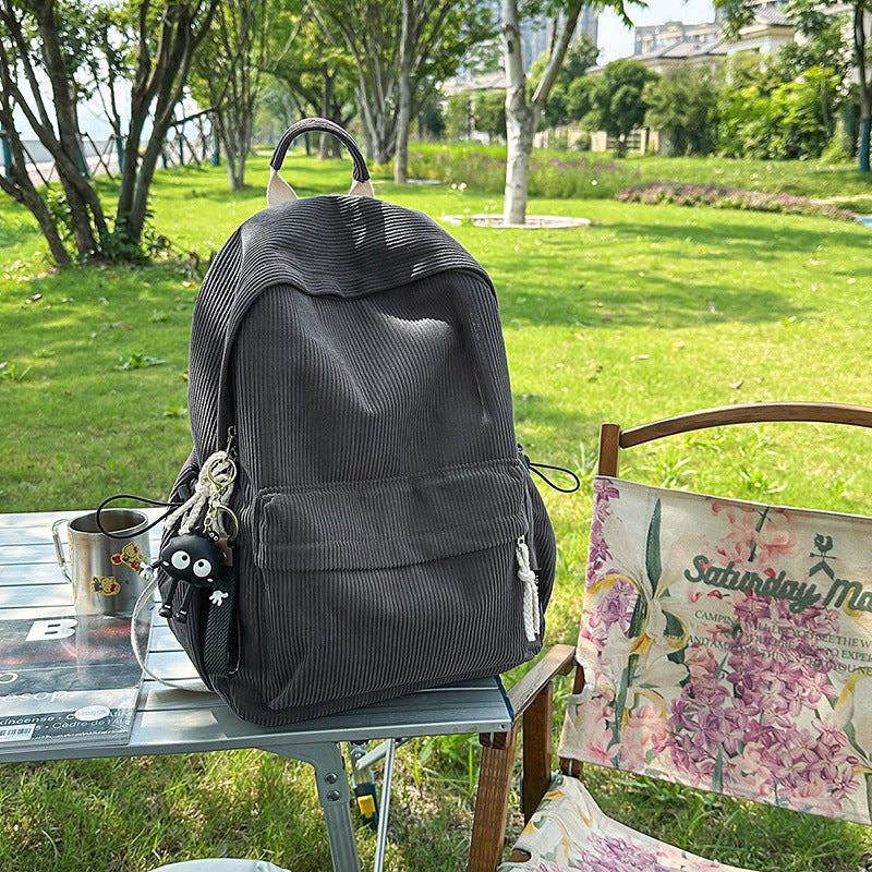 Corduroy Textured Casual Backpack Bowlift
