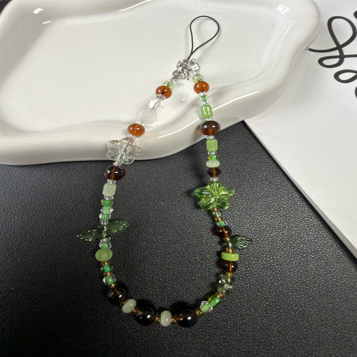Beaded Floral Charm Phone Lanyard Bowlift