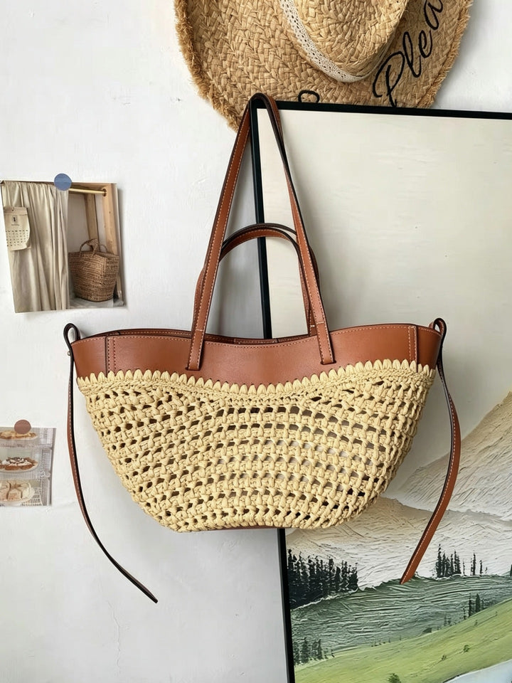 Braided handbag with elegant leather trim Bowlift