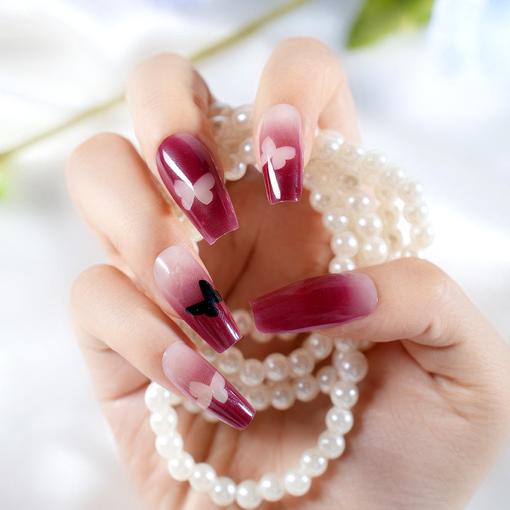 Heart-Patterned Press-On Nail Art Set Bowlift
