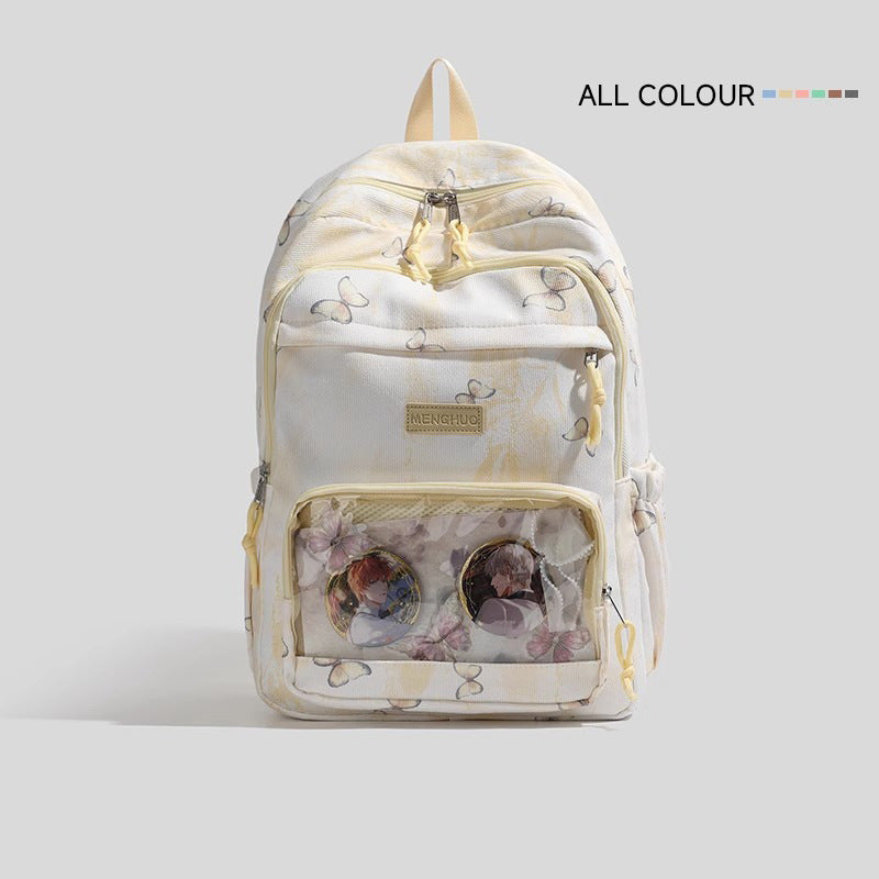 Butterfly-Printed Multi-Compartment Backpack Bowlift