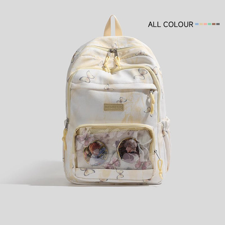 Butterfly-Printed Multi-Compartment Backpack Bowlift