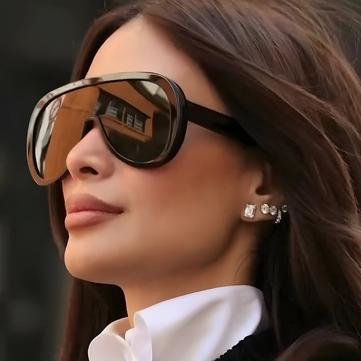 Women’s futuristic sports sunglasses with wide lens and UV protection Bowlift