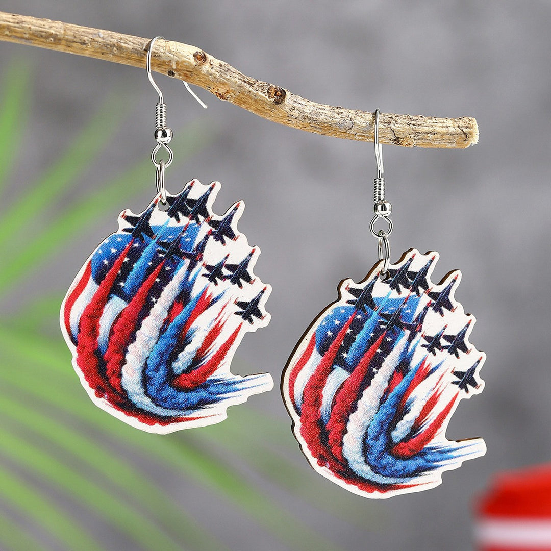 Women's handmade acrylic earrings can holder with patriotic flag motif and fish hook closure Bowlift