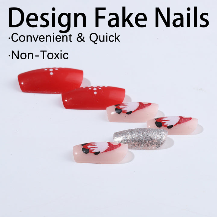 Artificial nail set with festive Christmas design Bowlift