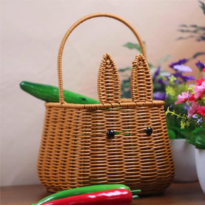 Whimsical Rabbit-Shaped Woven Basket Bowlift
