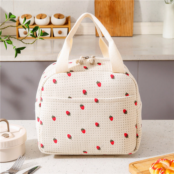 Insulated Strawberry Print Lunch Cooler Bag Bowlift