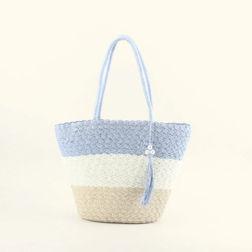 Fashionable crochet shoulder bag with tassel Bowlift