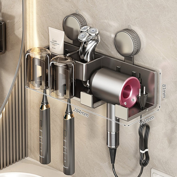 Wall-Mounted Hair Tool Organizer with Storage Compartment Bowlift
