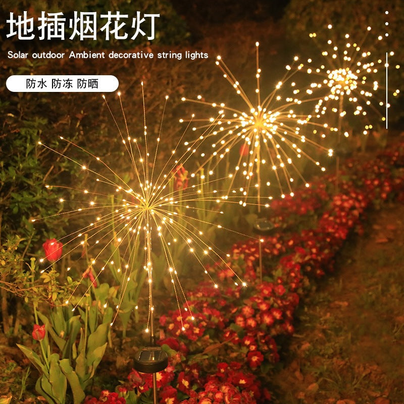 Solar Firework Garden Stake LED Starburst Light With Telescoping Stainless Stake Bowlift