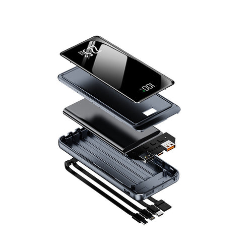 Portable Power Bank with Integrated Cable Management and Digital Charging Indicator Bowlift