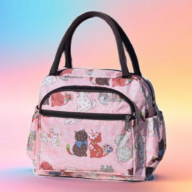 Insulated Cat Print Lunch Cooler Bag Bowlift