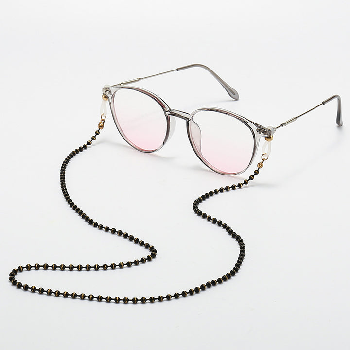 Fashionable Cat-Eye Glasses with Beaded Chain Bowlift