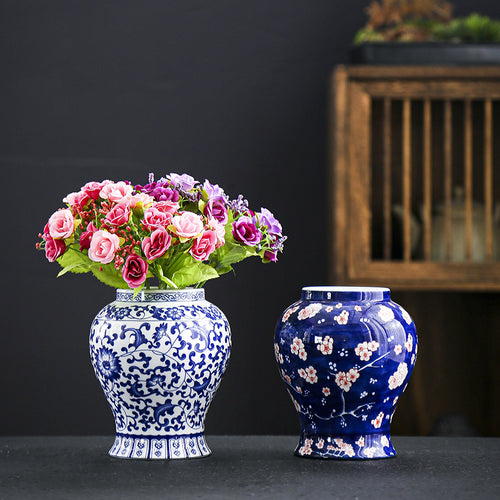 Floral Patterned Decorative Ceramic Jar Bowlift