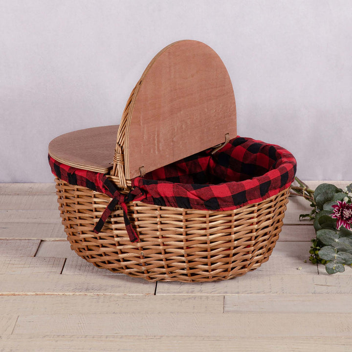 Women’s picnic basket with practical wooden lid and striped lining Bowlift