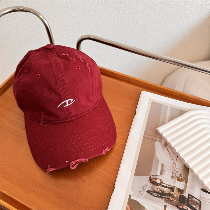 Men's Distressed Cotton Baseball Cap Bowlift