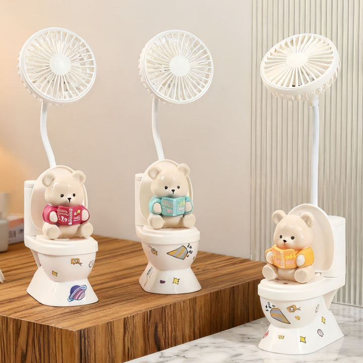 Women's Table Fan with Creative Bear Design Bowlift