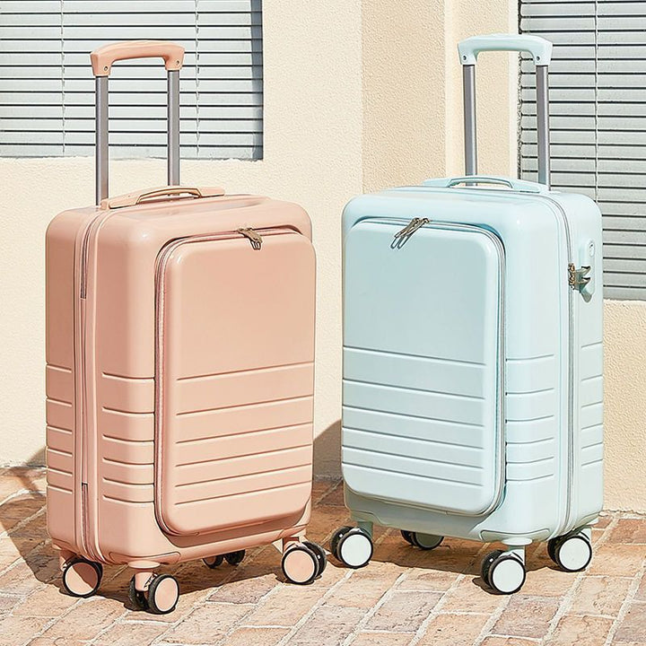 carry-on hardshell front-pocket spinner suitcase with quick-access compartment telescopic handle and smooth full-rotation wheels Bowlift