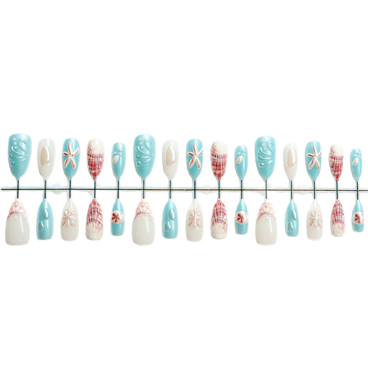 Coastal-Themed Press-On Nail Art Set Bowlift