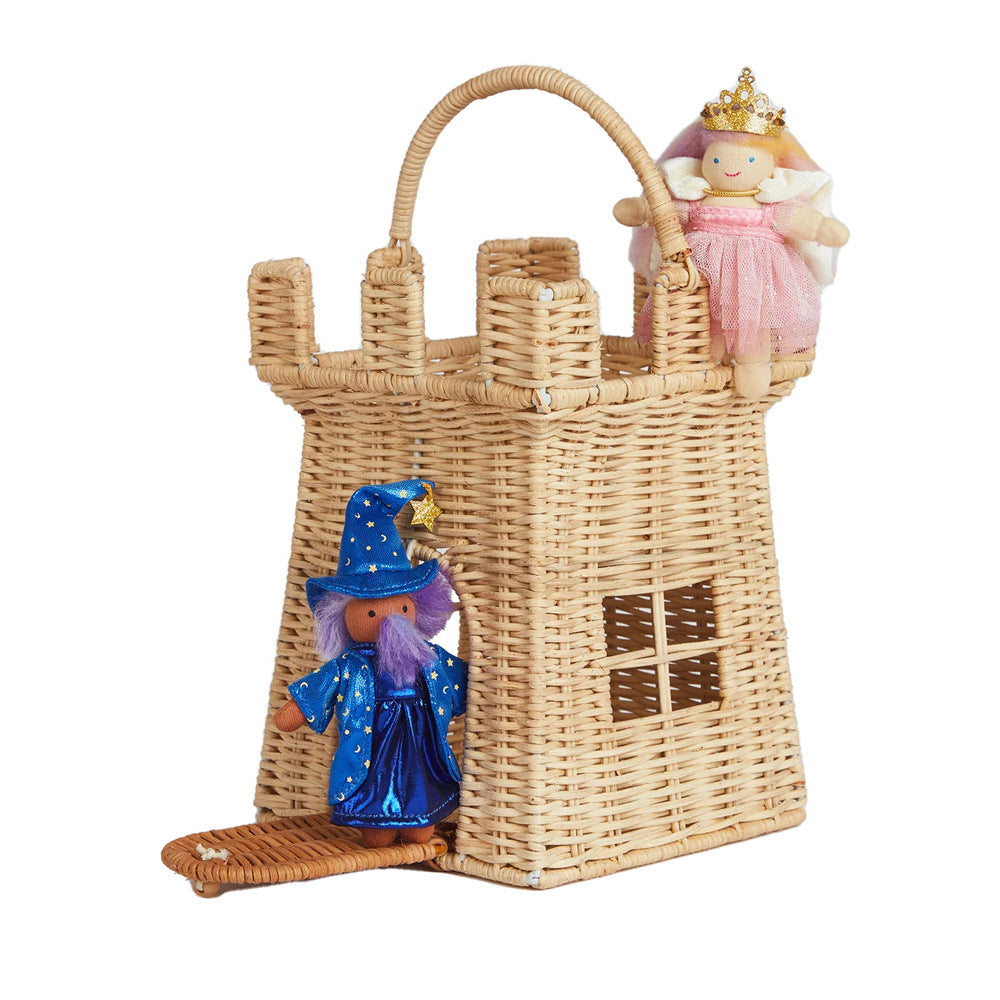 Castle-Shaped Woven Storage Basket Bowlift