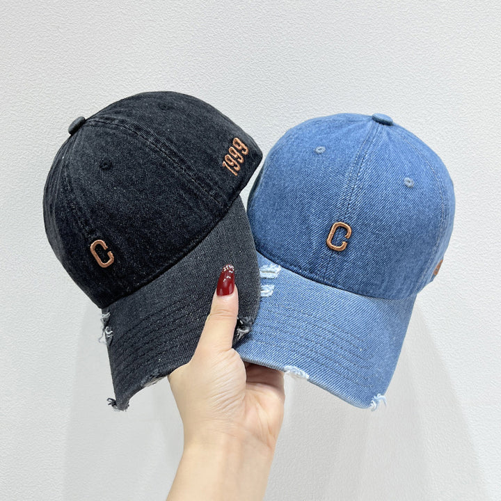 Women's Distressed Denim Baseball Cap Bowlift 1784270579