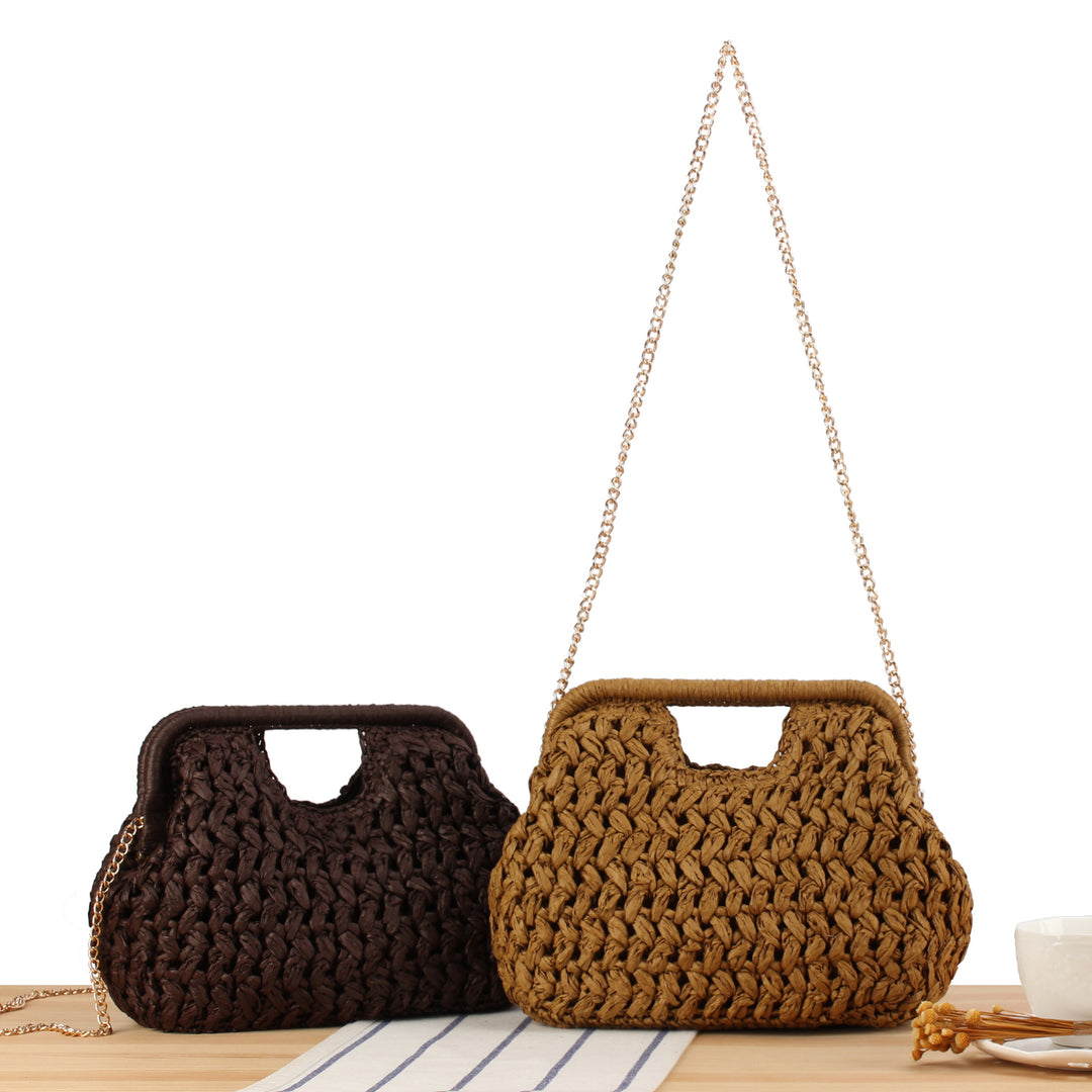 Special handbag made of natural raffia weaving Bowlift
