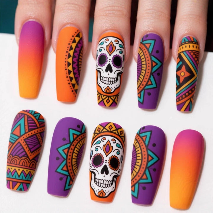 Creative skull design artificial nails Bowlift