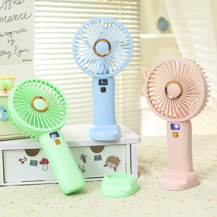 Portable USB Mini Hand Fan with Digital Speed Display Bowlift