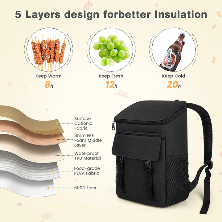 Cooler backpack with multifunctional interior Bowlift