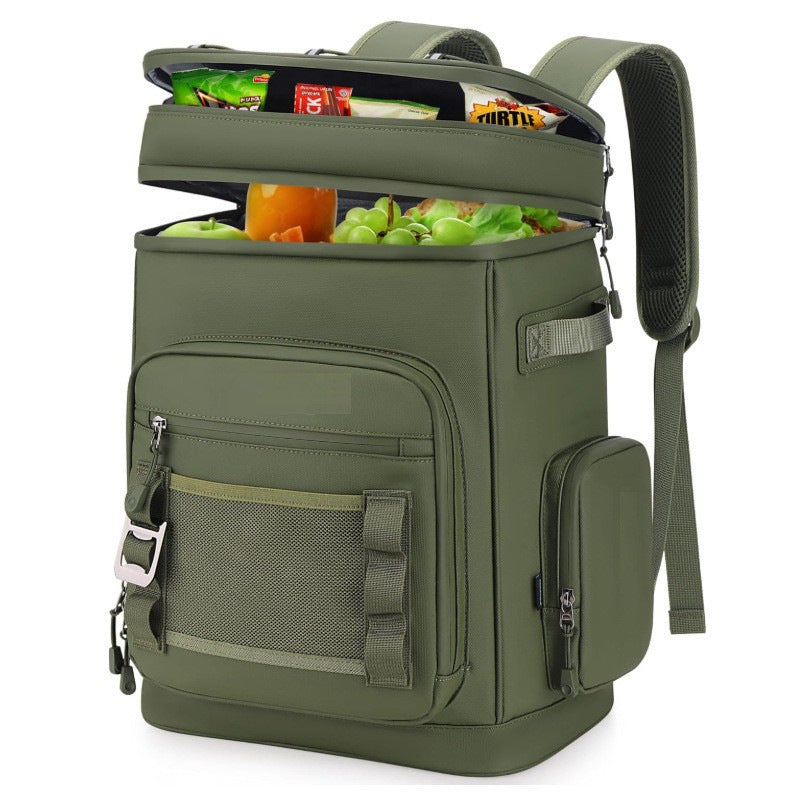 Unisex nano insulated cooler backpack with hard bottom, multiple compartments and ergonomic shoulder straps Bowlift