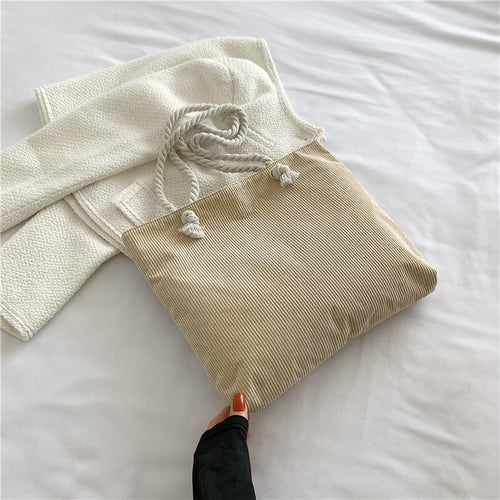 Textured Drawstring Tote Bag