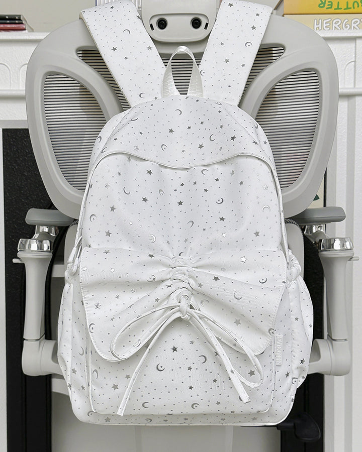 Starry Print Bow-Detail Backpack Bowlift