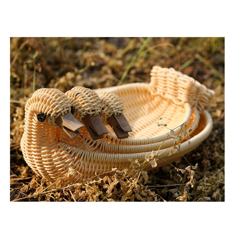 Decorative Woven Duck-Shaped Storage Basket Bowlift