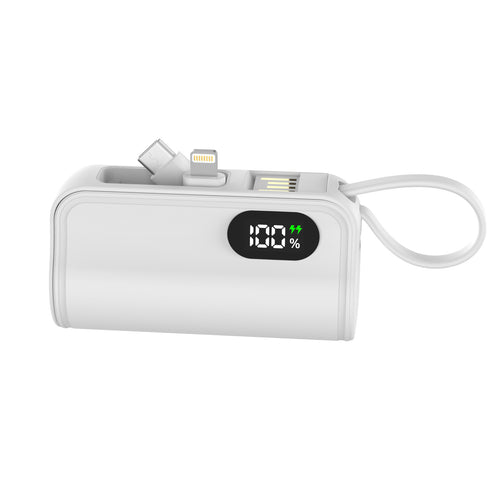 Power bank with integrated charging cable and digital display Bowlift