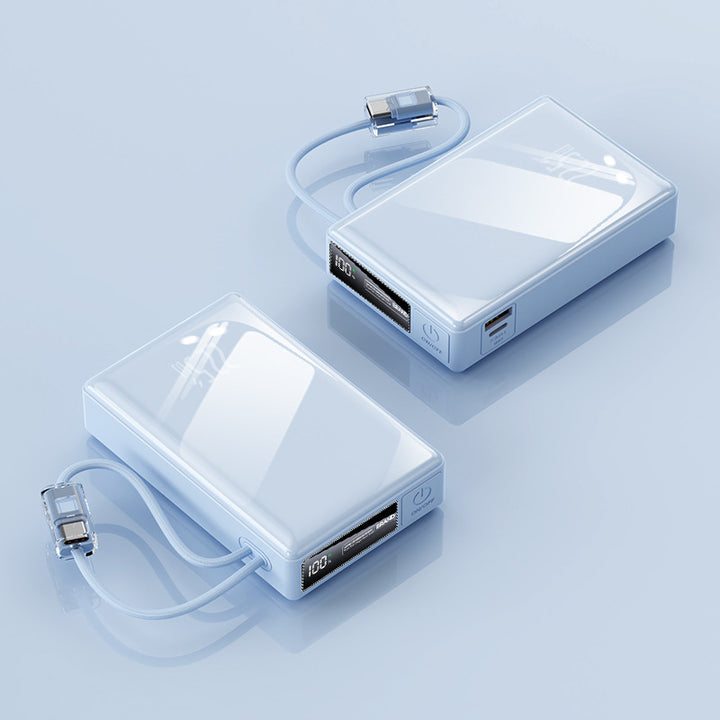 compact power bank with integrated cable and digital charging display Bowlift