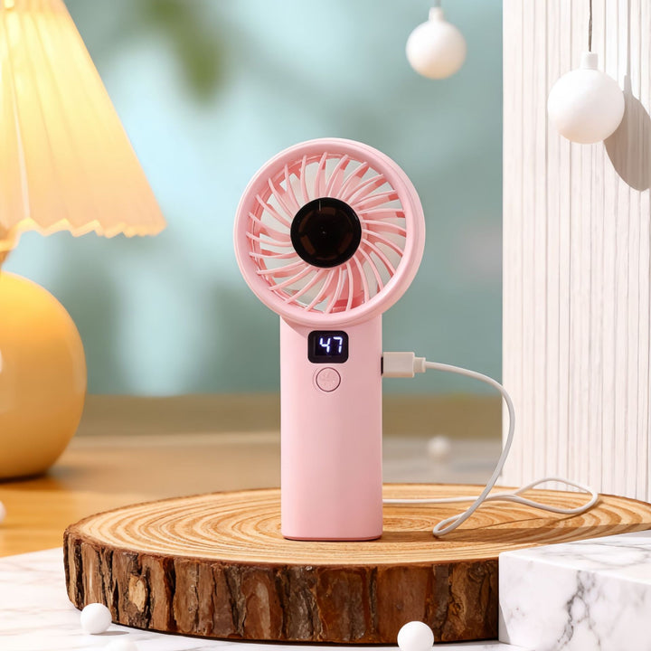 Portable Hand Fan with Digital Speed Display and Ergonomic Design Bowlift