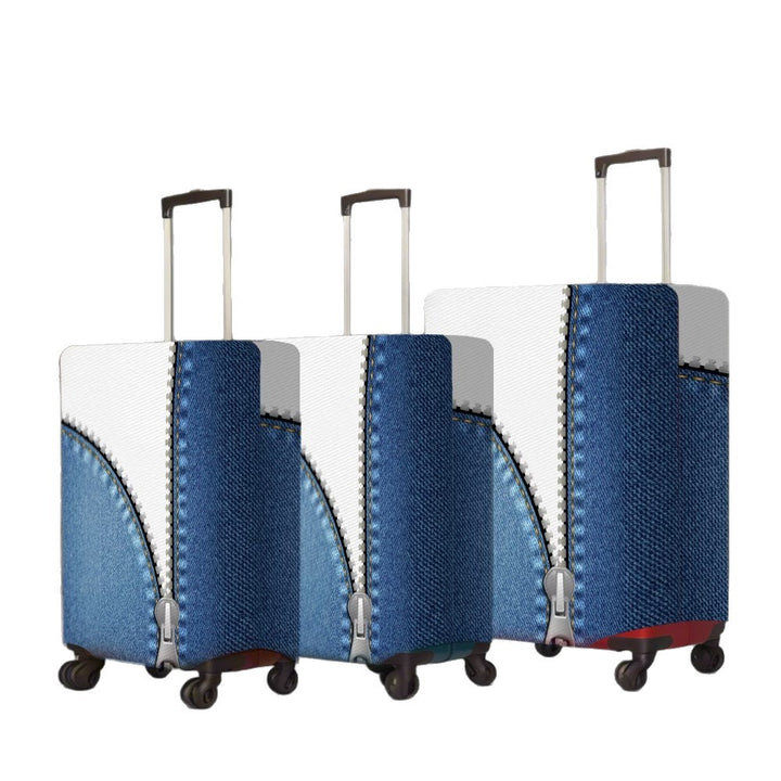 Unisex non-elastic luggage cover in zipper look with jeans structure and robust stretch fit for trolley Bowlift