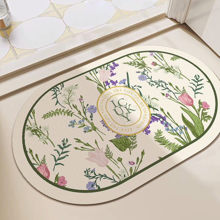 Artistic Floral Bath Mat