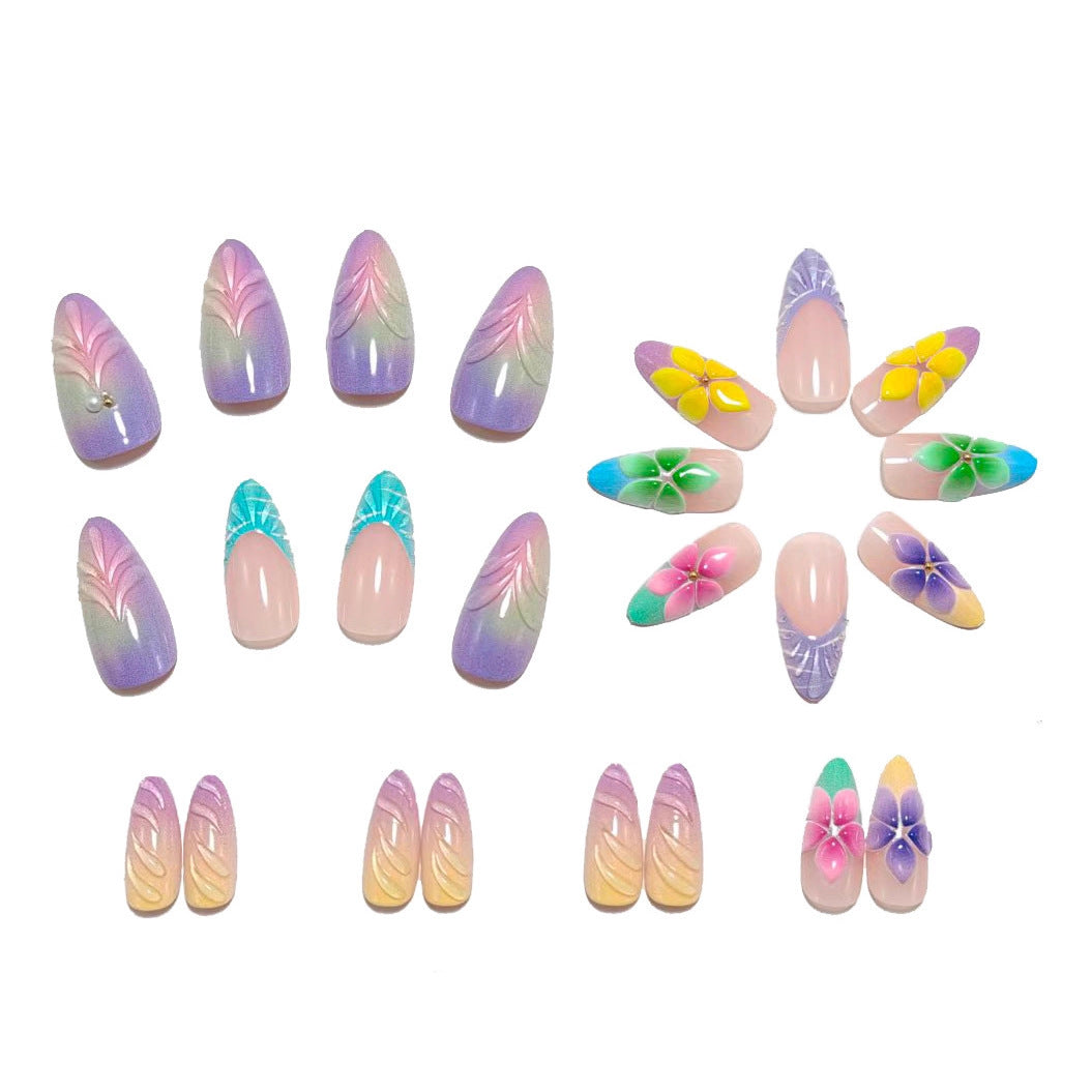 Artificial nails in floral and transparent design Bowlift
