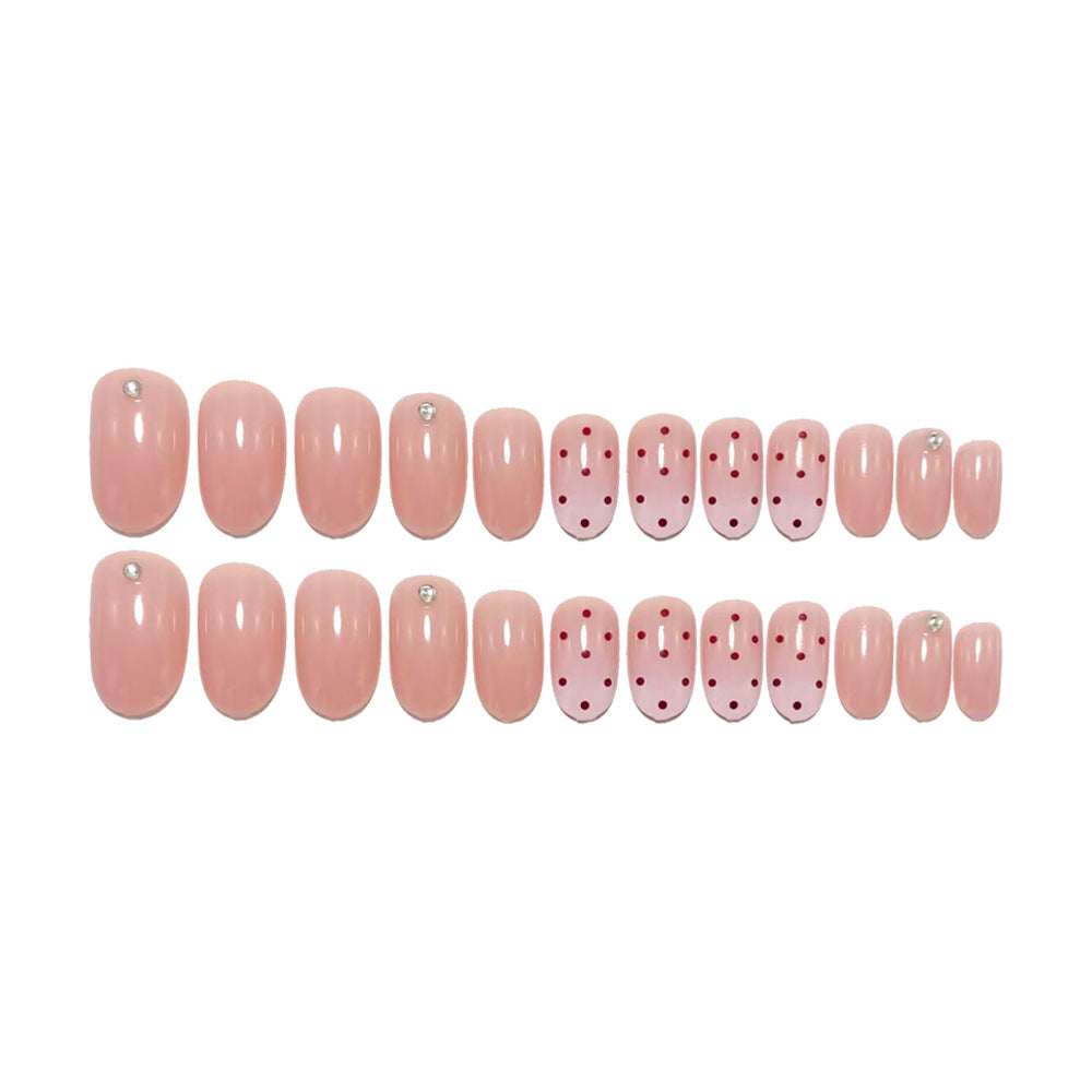 Artificial nails with elegant ombre effect and playful polka dot design Bowlift