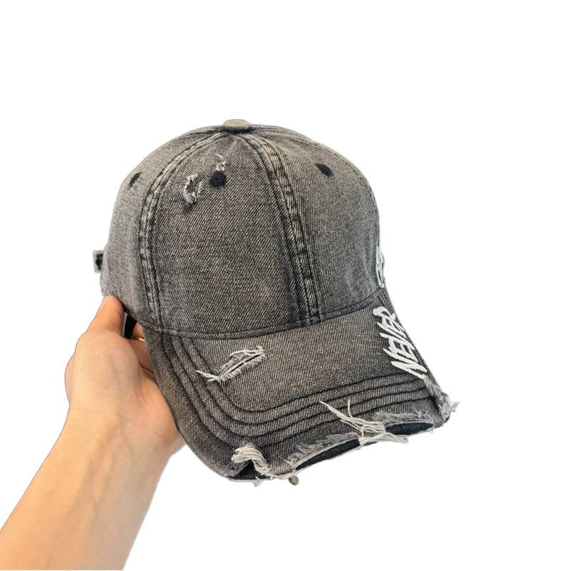 Women's Distressed Denim Baseball Cap Bowlift 1784084111