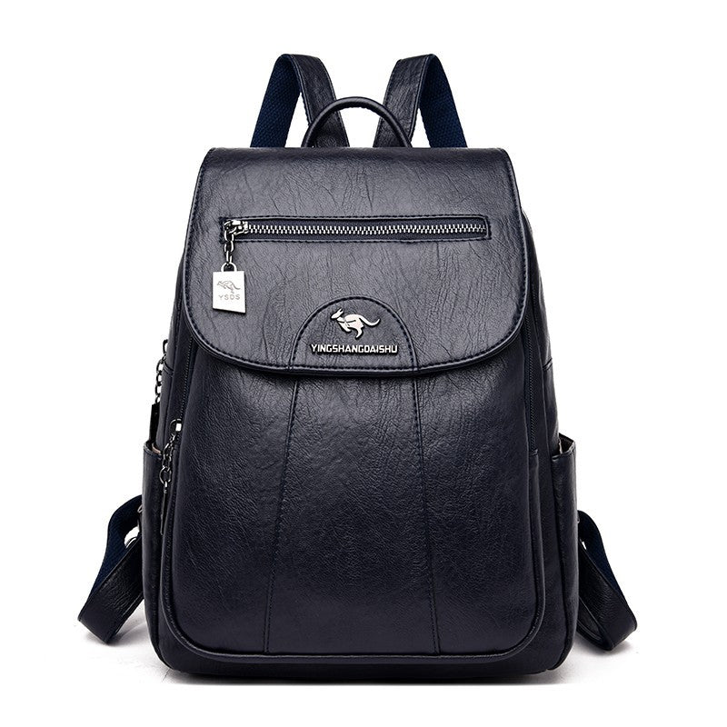Stylish Multi-Pocket Leather Backpack Bowlift