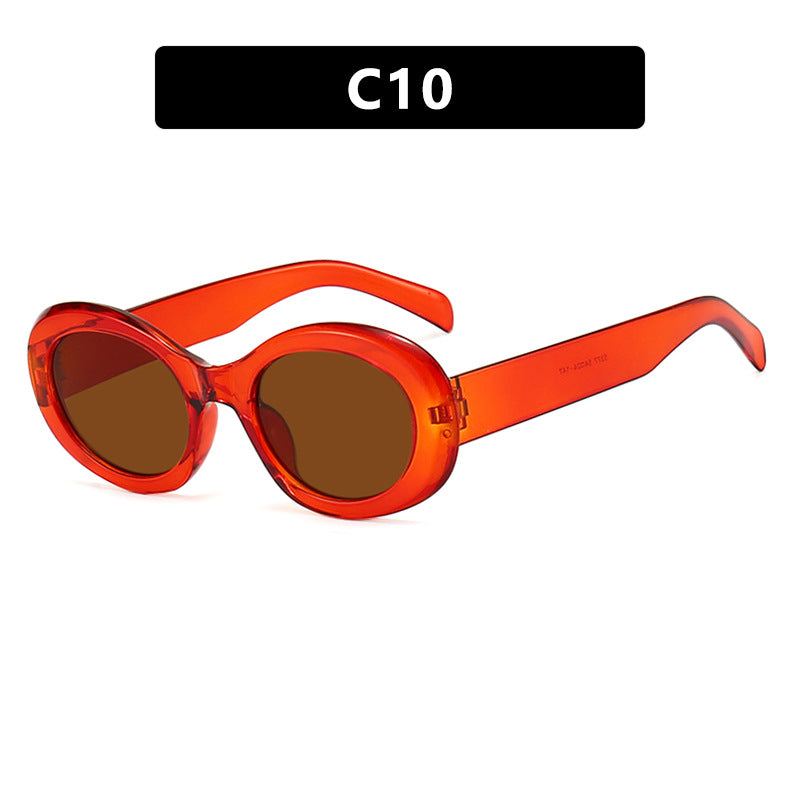 Women's fashionable sunglasses in original oval design with transparent frame and UV protection Bowlift