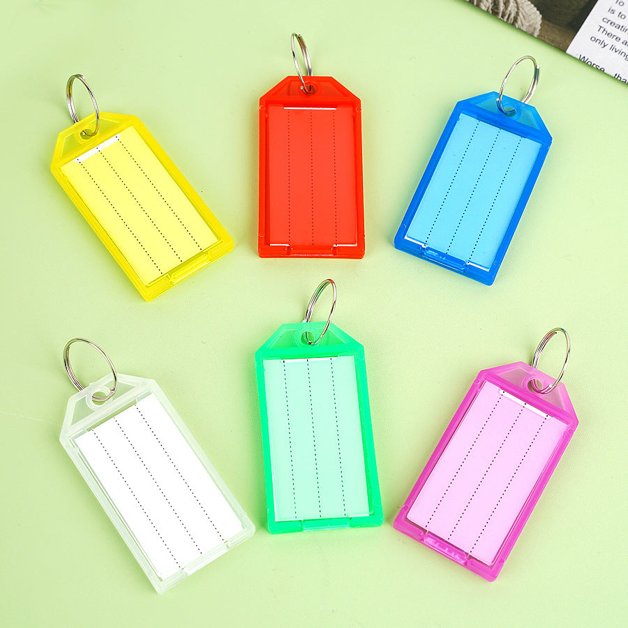Unisex label tag with transparent sleeve and three writable fields Bowlift