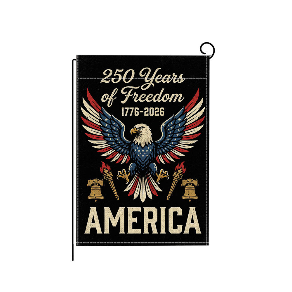 Distressed Vintage American Flag Garden Banner With Statue Of Liberty Motif Double-Sided Polyester
