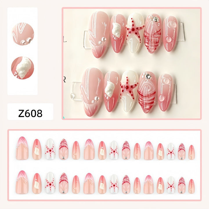 Elegant sea motif artificial nails Bowlift