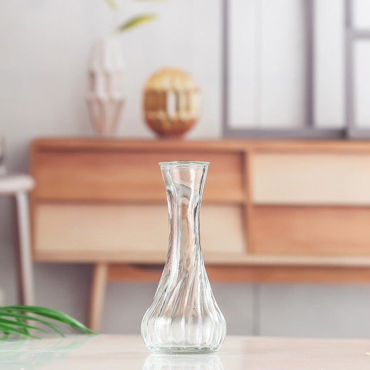 Handblown glass bud vase with fluted neck and weighted base Bowlift